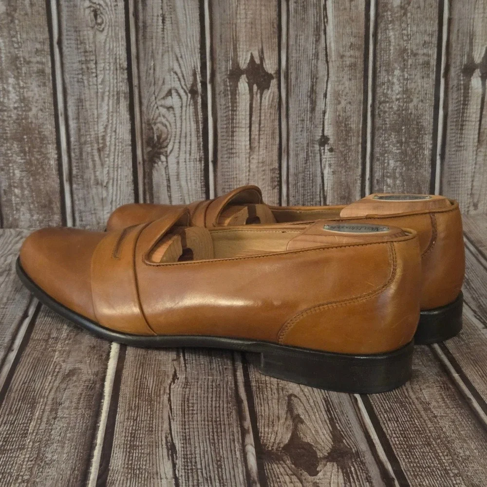 Sz 11.5 M Mens Zelli Tan Leather‎ Handcrafted In Italy Penny Loafers Shoes VGUC